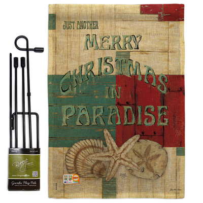 Xmas in Paradise Winter Christmas Impressions 2-Sided Polyester 19 x 13 in. Flag Set