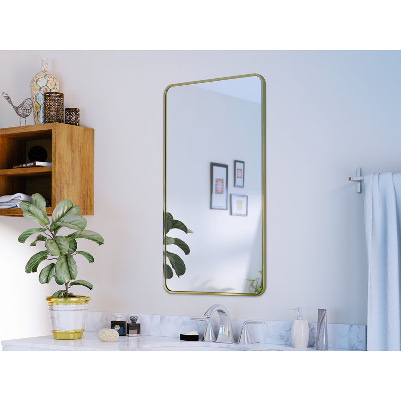 Miroir carré 22 po x 40 po Trinity, Laiton satiné