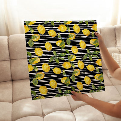 «Food and Kitchen Lemons & Stripes I Cottage», reproduction d'art non encadrée