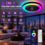 Ventilateur de plafond intelligent noir avec lumière DEL à changement de couleur RVB, intensité variable, application et télécommande