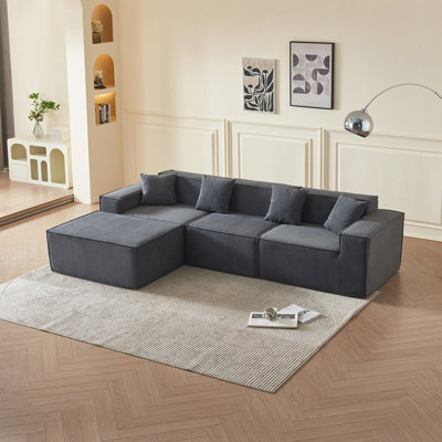 Canapé modulaire en L Lyen EDEN Corduroy, méridienne 4 places pour salon