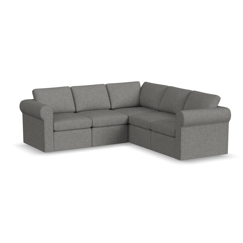 Lockheart 5PC Sectional Smoke 24 Roll Arm, Gray Polyester