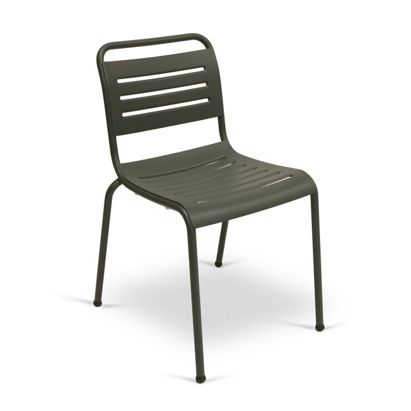 Ace Modern Aluminum Side Chair – Stackable Outdoor Dining Chair, Gray