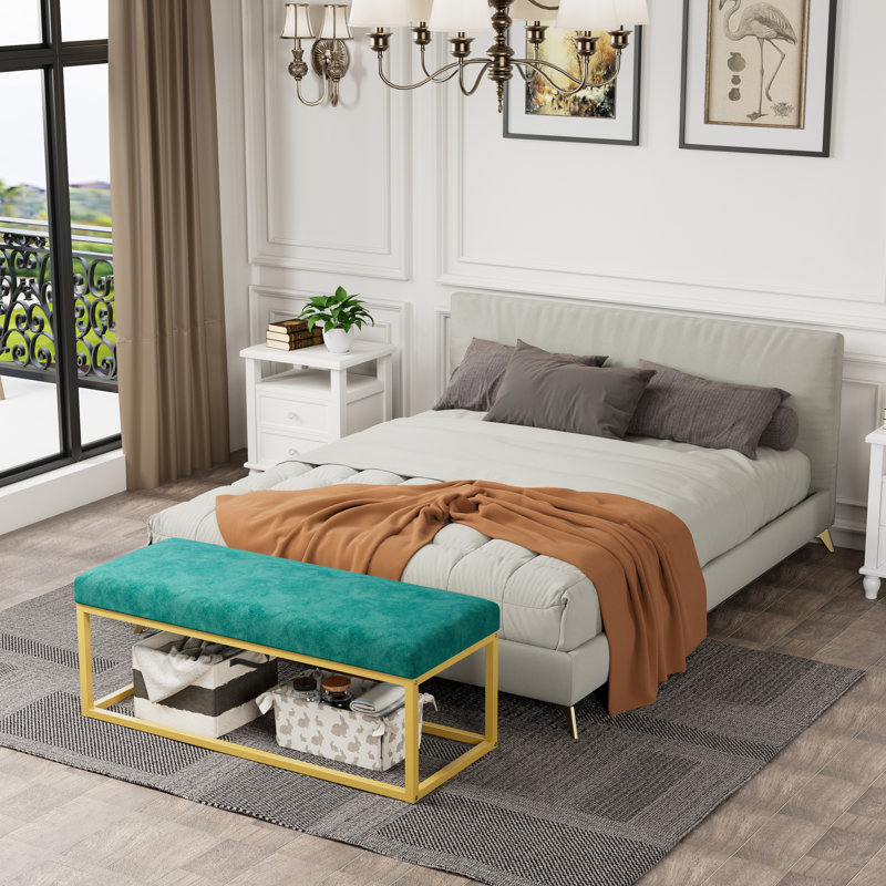 Banc de style Mid-Century moderne en cuir pu, pour salle à manger, structure en acier, capacité de 600 lb, mousse à haute densité de rebond, assise en cuir synthétique confortable, rembourrage moelleux, facile à assembler