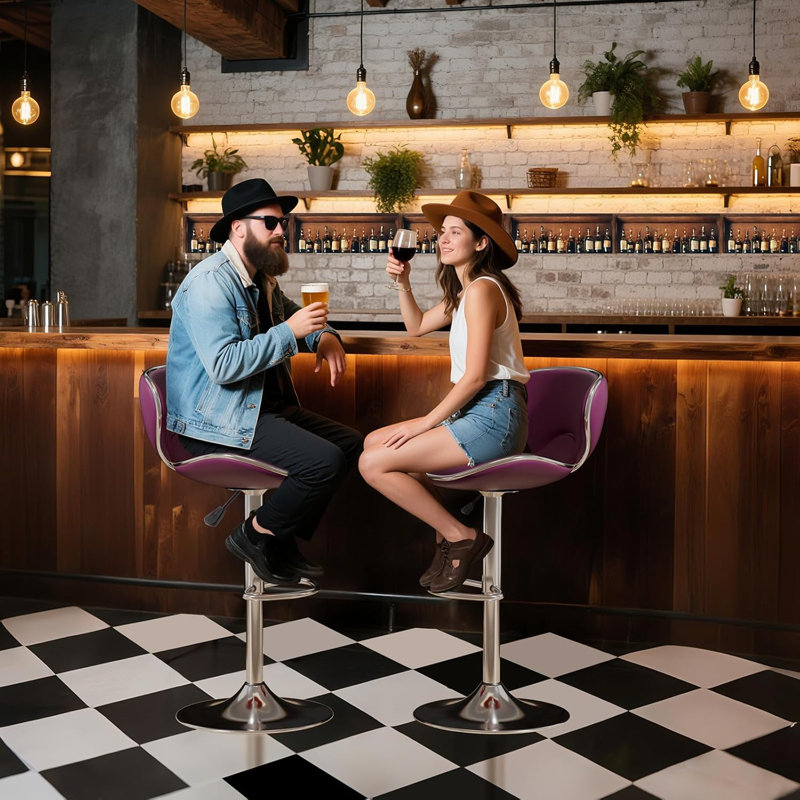 Tabourets de bar à hauteur de comptoir Modern, Argent argent, Mauve