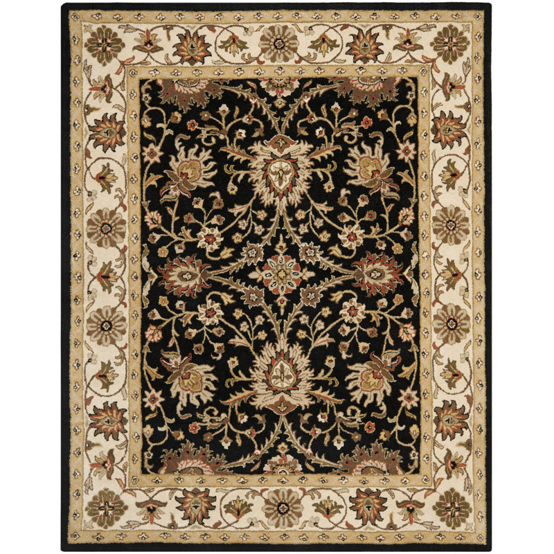 Dunbar Hand Tufted Wool/Cotton/Latex Oriental Rug in Beige/Brown/Black, Rectangle 9'6" x 13'6"