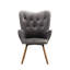 Chaise moderne en velours gris avec dossier à boutons et coussins de qualité en bois massif touffeté-1054764996