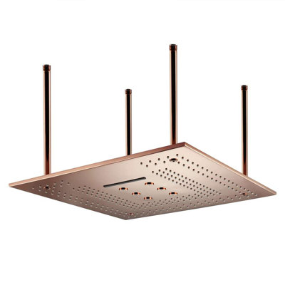 Fontana Latina Square Rose Gold Rainfall Waterfall Ceiling Mount Shower Head