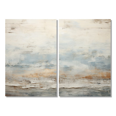 Beige bleu océan tempête - art mural moderne doré