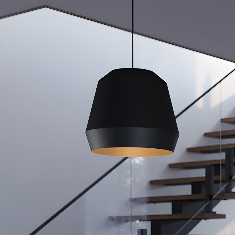 Luminaire suspendu à base moyenne Bronx - 14 po de diamètre - Noir, 14", Noir