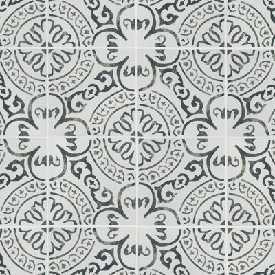 Amara 8 in. x 8 in. Encaustic Look Matte Porcelain Floor and Wall Tile