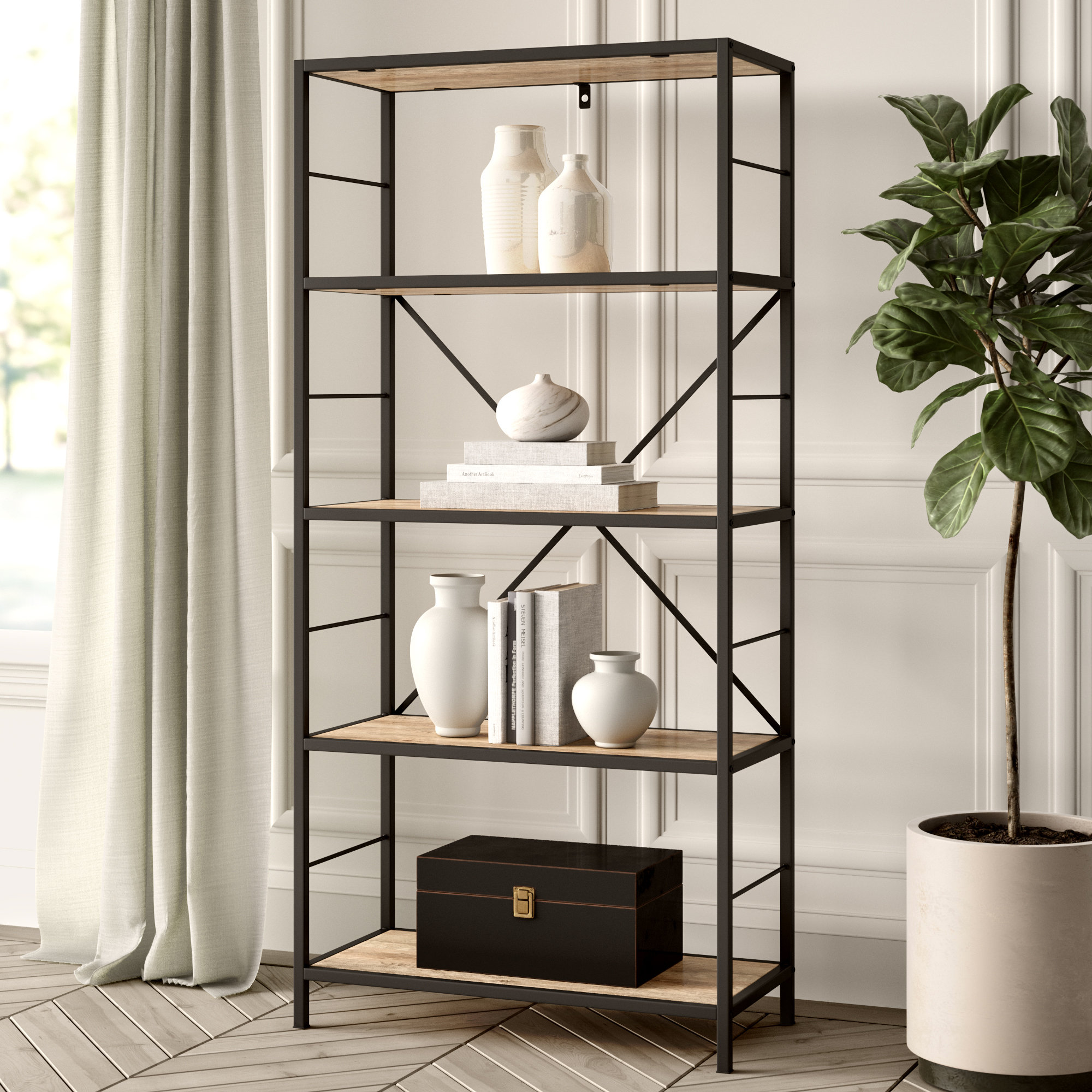 Etagère Design en Métal Maranta 80cm Noir