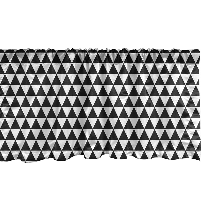 Charcoal Grey and White Triangle Pattern Satin Valance, 54" x 12", 2-Pack