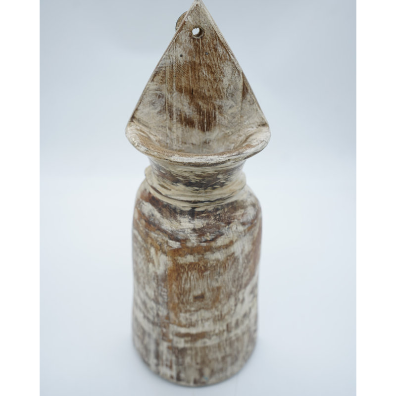  Handcrafted Wooden Vintage Vase – Rustic Farmhouse Decor Accent for Shelves & Tables