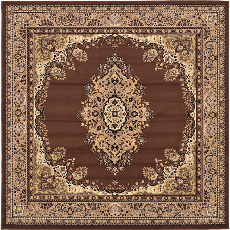 Tapis oriental noir Balthrop, Brown, Carré 7 pi 10 po