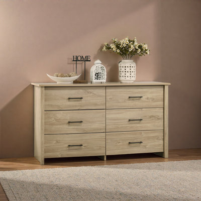 Commode 6 tiroirs 57 po avec poignées