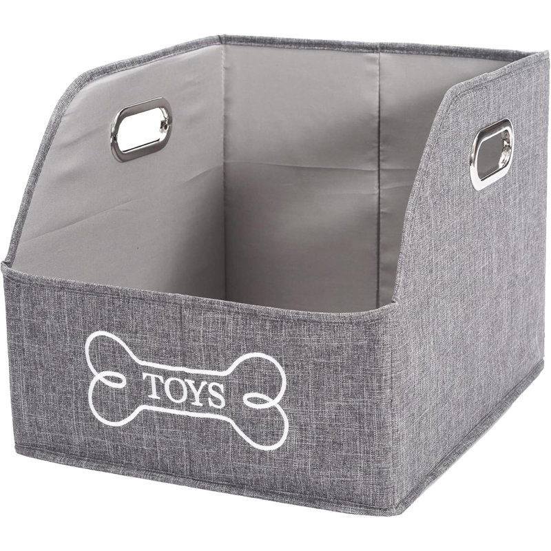 Big Dog Toys Storage Bins Canvas Foldable Fabric Trapezoid With Metal Handles Pet Baskets,Storage Bin Large Toy Box Organizer