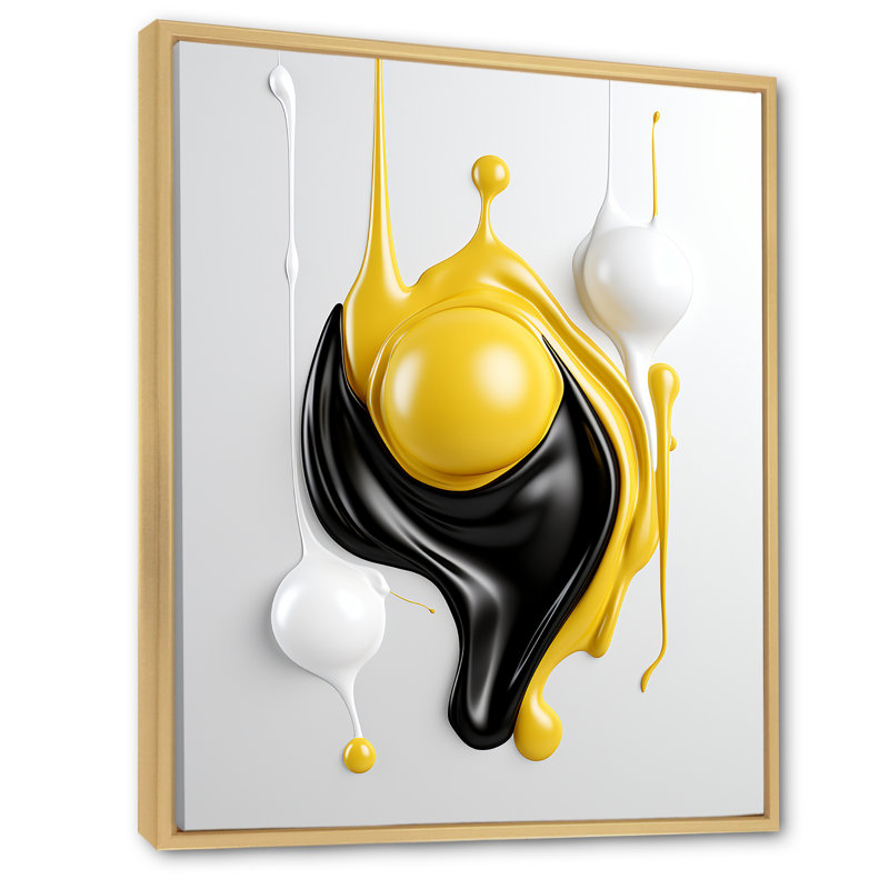 Art liquide sur toile, abstrait liquide noir et blanc I, Cadre flottant érable, H 32 po x l 24 po x P 1 po