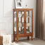Vitrine 2 portes avec portes en verre trempé, armoires de terrasse avec panneau arrière en miroir et tablettes réglables, vitrine éclairée pour la maison, ampoule de bureau incluse