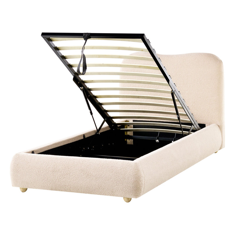 Upholstered Ottoman Storage Bed, Beige/Brown