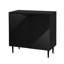 Armoire latérale moderne en noir, avec rangement spacieux et porte intérieure à tablettes géométriques réglables, finition noire pour la décoration intérieure-1420810312