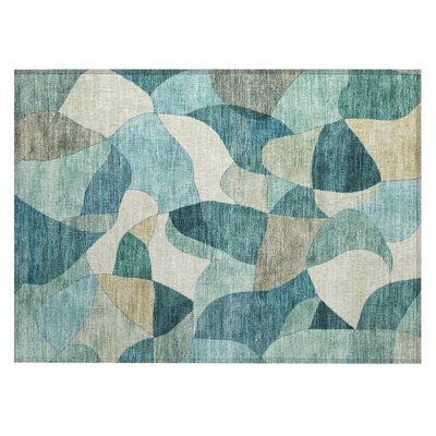 Machine Washable Indoor/Outdoor Chantille ACN2814 Abstract Rug