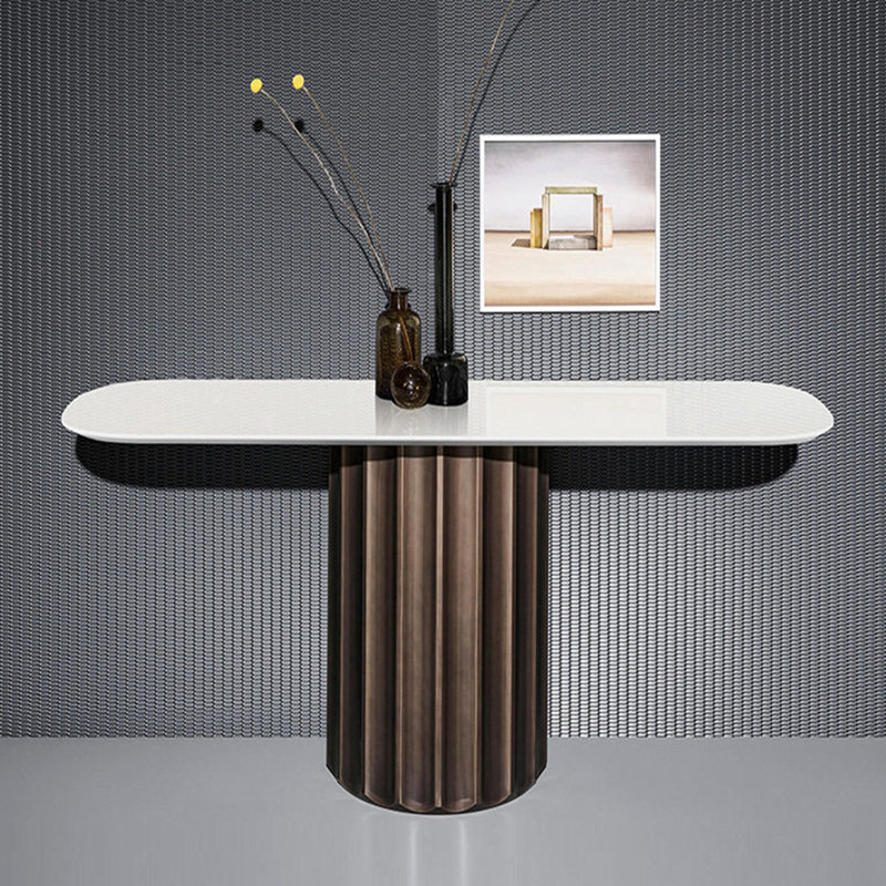 Console de style italien en pierre frittée., H 33,4 po x l 54,3 po x P 13,7 po