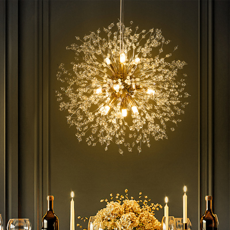 Wallin 9 - Light Sphere Dimmable Sputnik Chandelier, Clear, Gold