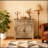 Washed Wood Farmhouse Barn-Door Storage Cabinet, Coffee Bar Buffet Sideboard with Drawer for Kitchen and Living Room-128975431