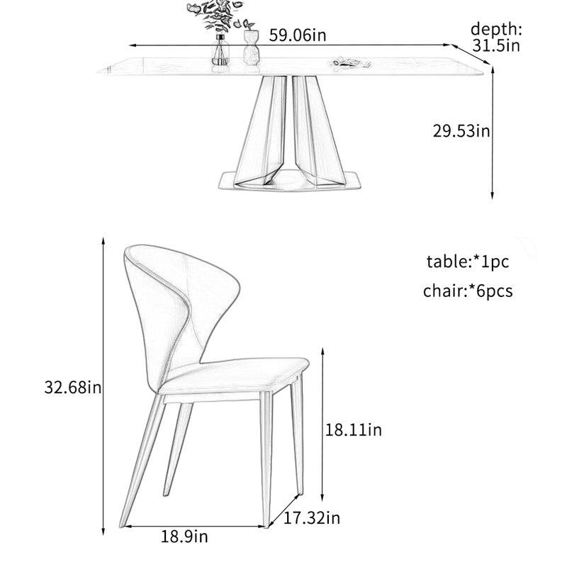 Ensembles de table de salle à manger élégants et durables., H 29,53 po x L 59,06 po x l 31,5 po
