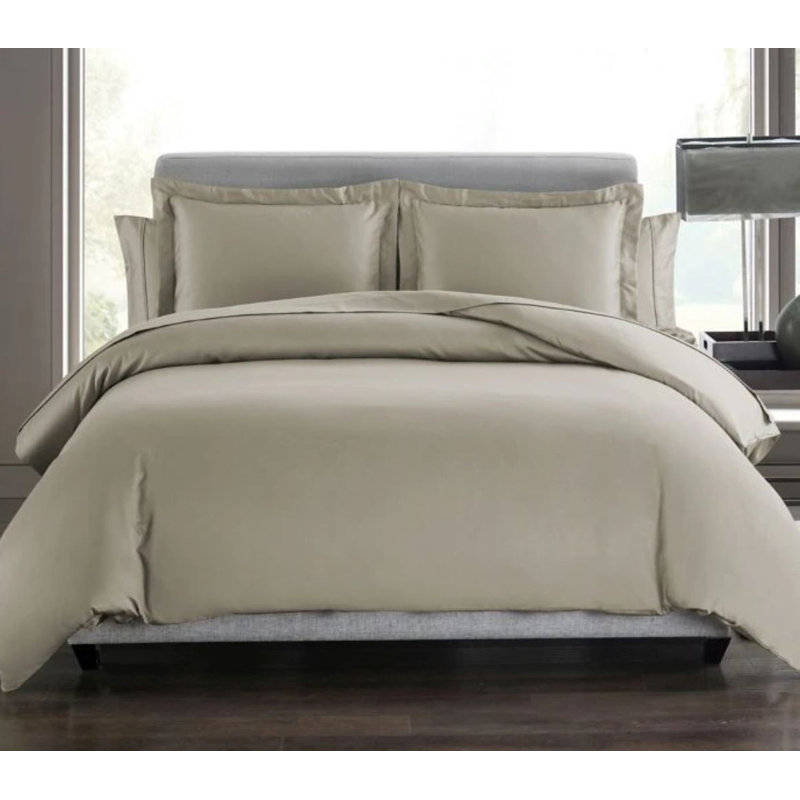 Modern & Contemporary Cotton Duvet Cover, Full / Queen Duvet Cover + 2 Standard Shams, Taupe