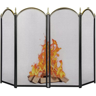 Gold Fireplace Screen 4 Panel