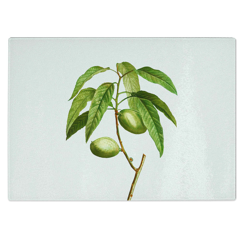 Tempered Glass Almond Tree Branch Chopping Board, 39 cm W x 28.5 cm L