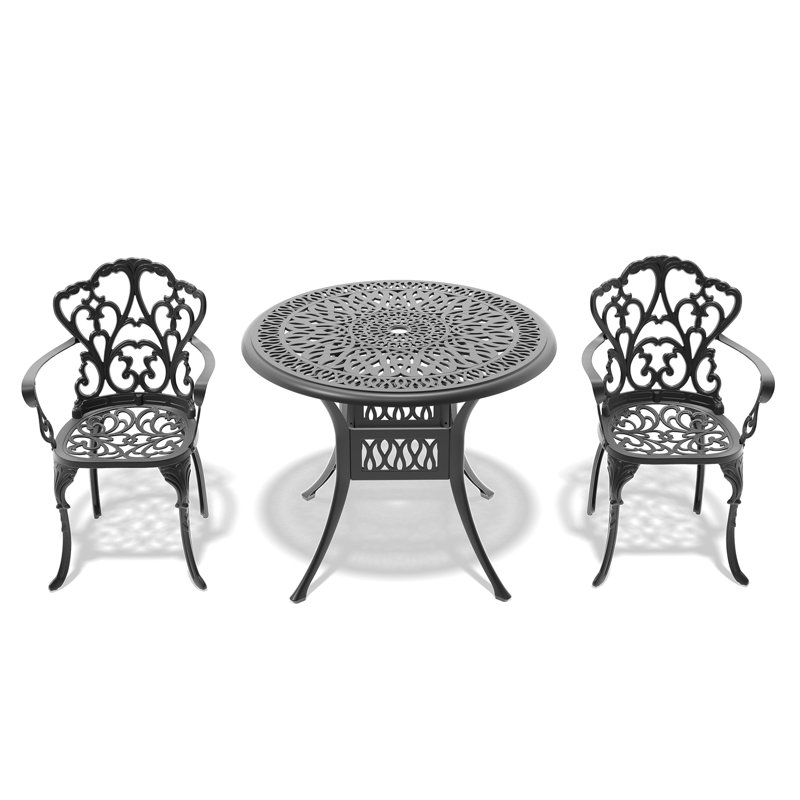 Mobilier d'extérieur en fonte d'aluminium avec coussins - Support de patio noir 2