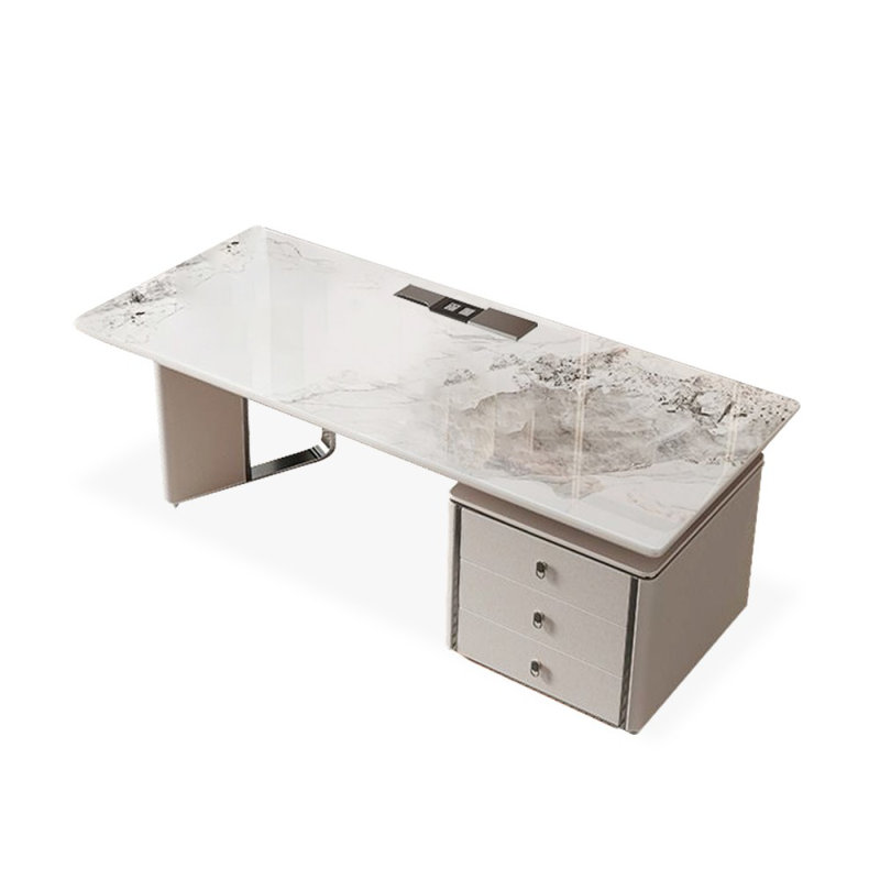 Bureaux rectangulaires en bois massif, Gris, H 29,53 po x l 55,12 po x P 27,56 po
