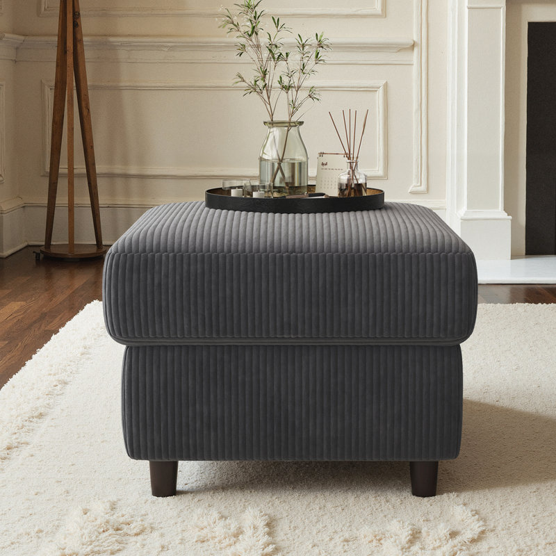 Ottoman, Grey Corduroy