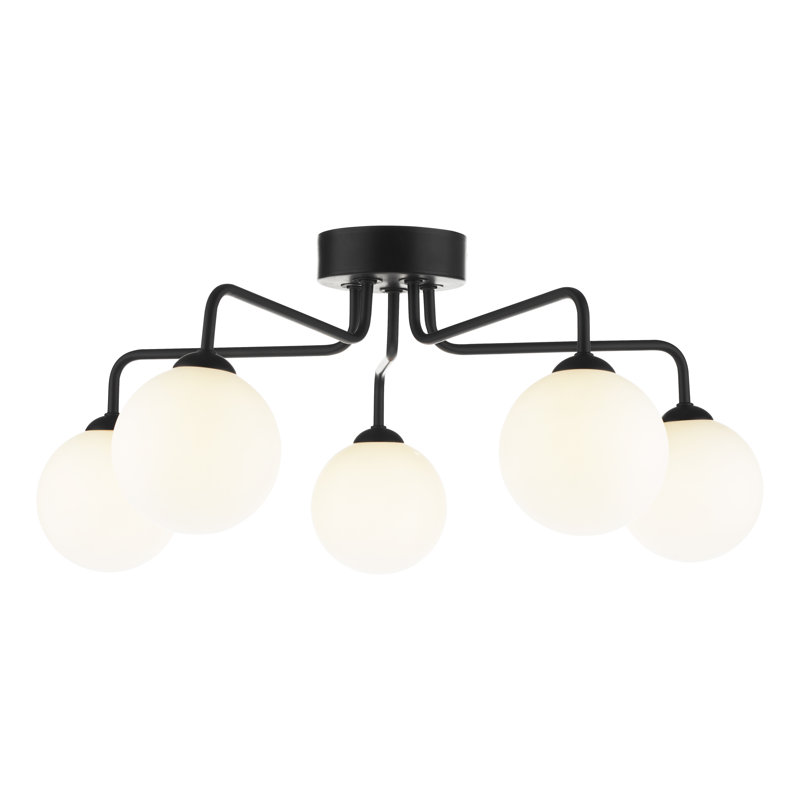 Flush Mount, Matt Black/Beige