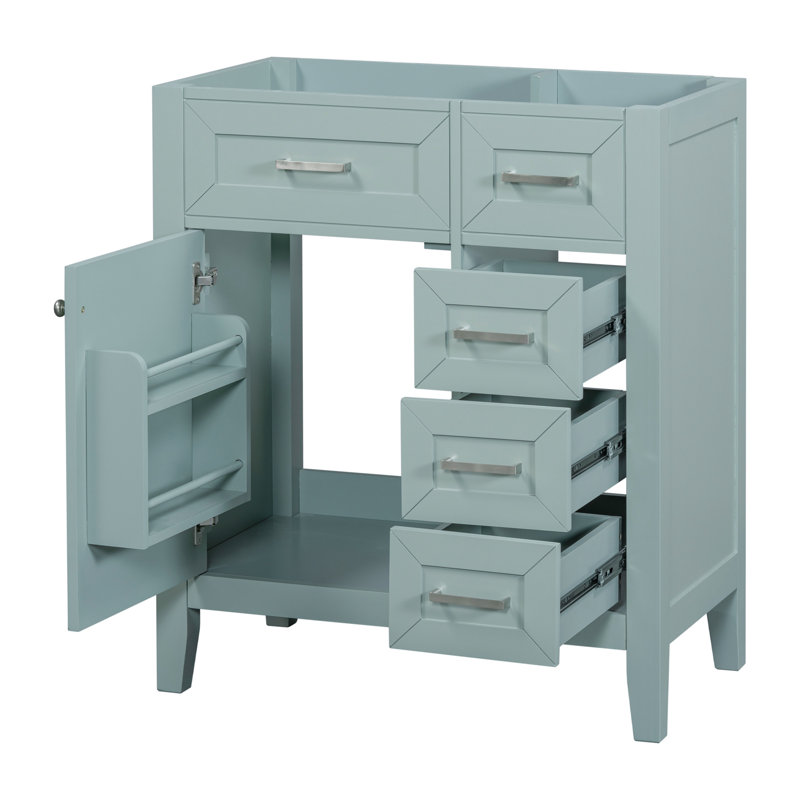 30" Bathroom Vanity Without Sink, Cabinet Base Only, Bathroom Cabinet With Drawers, Solid Frame And MDF Board, Green