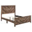 Cadre contemporain de taille grand lit brun rustique contemporain avec placage en bois pour la chambre à coucher, accessoire avec tête de lit, rails, sommier requis-1345427447-1345427444