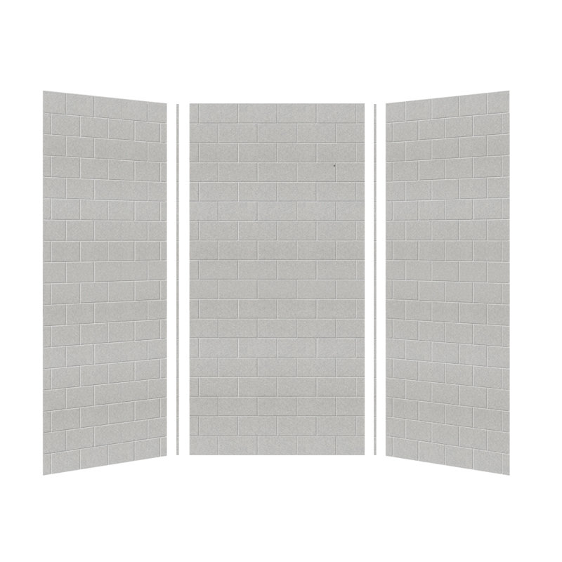 SaraMar 48'' W 36'' D 96'' H Glue Up Solid Surface Wall, Gray Beach, 72" H x 36" W x 36" D