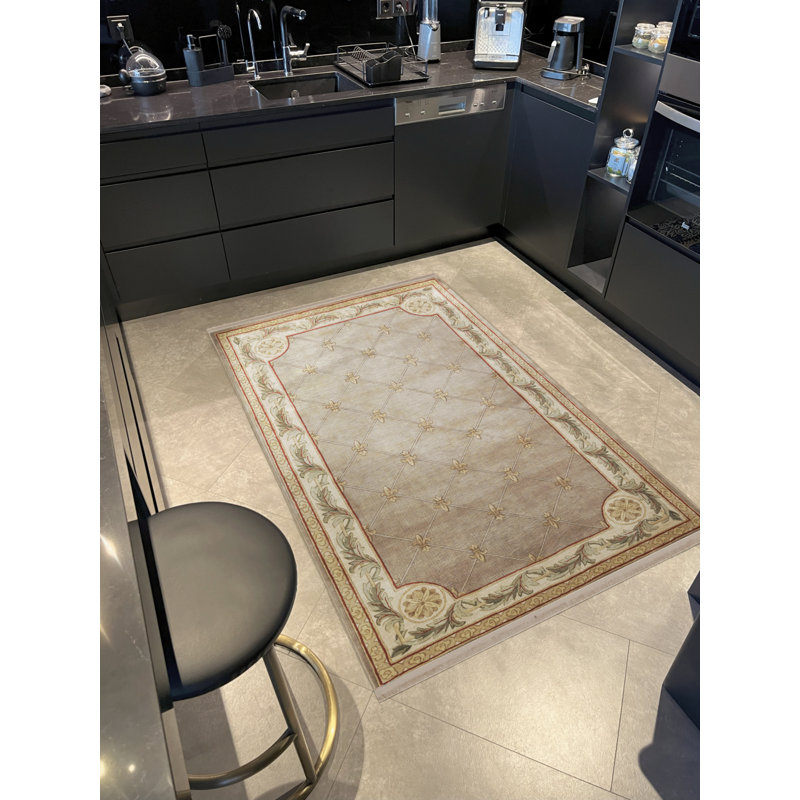 Tapis en polypropylène à imprimé numérique beige Vittorina, Rectangle 3 pi 4 po x 5 pi