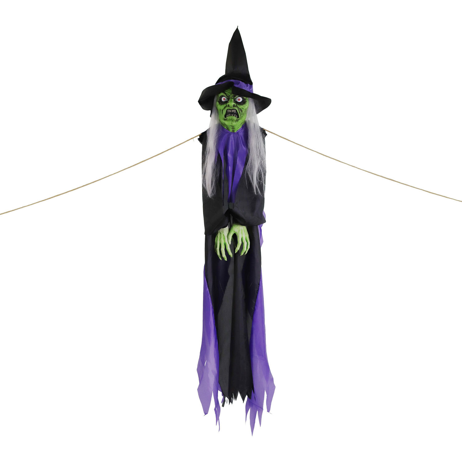 Haunted Hill Farm 72 In. Talking Witch Tree Hugger with Light-Up Eyes ...