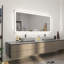 Miroir de salle de bain multifonctionnel lumineux à DEL - Miroir d'appoint mural élégant avec bordure noire, éclairage antibuée et à intensité variable-1039328768