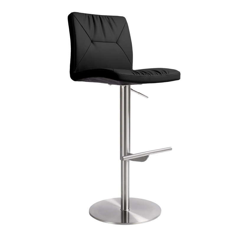 Upholstered Counter Stool with Metal Frame, Black