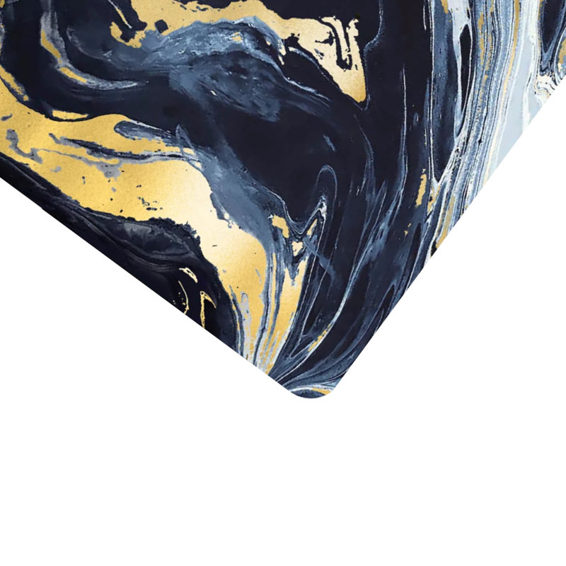 Placemats Dining Table Mat Table Decor Washable Non Slip Agate Rectangle 12 X 18, Navy/Gold