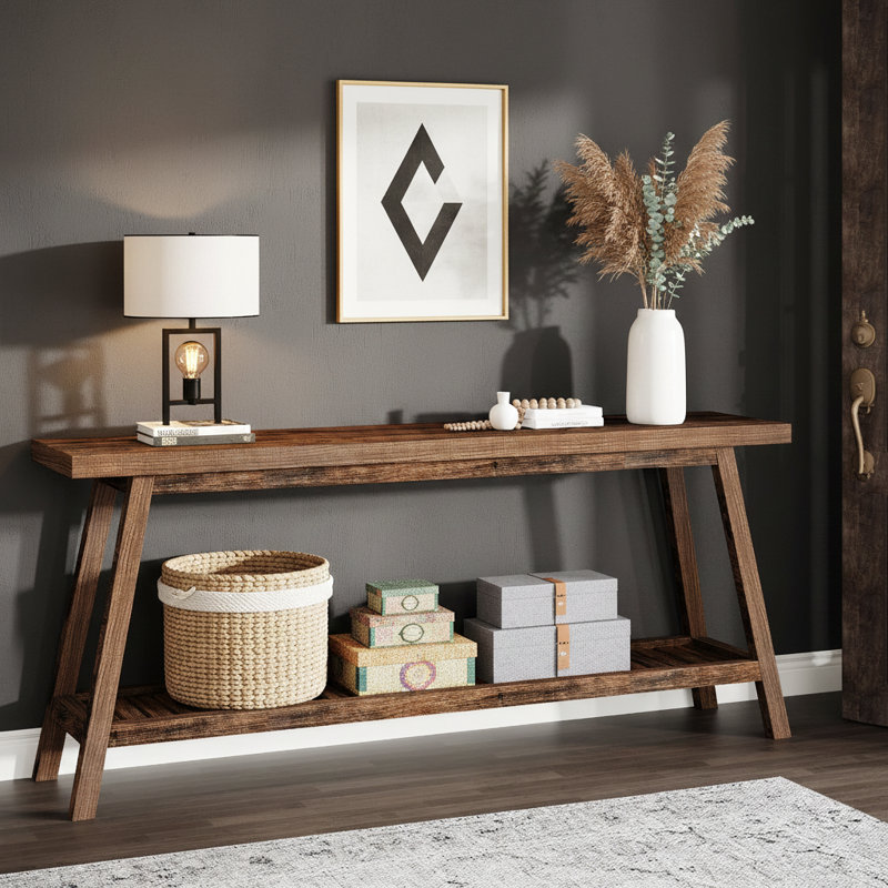 Table de bout à 2 niveaux 70,9 po Farmhouse Console