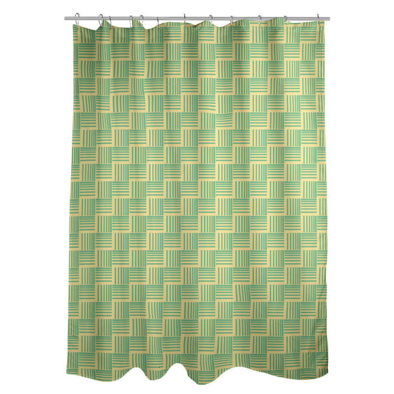 Rideau de douche simple basketweave rayures classic, Jaune / vert