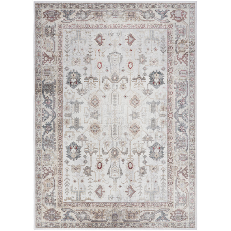 Mizraim Vintage Performance Ivory Area Rug, Rectangle 3'9" x 5'9"