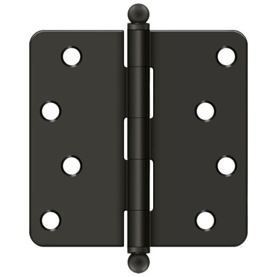 Charnière à rayon 4 po x 4 po x 1/4 po Deltana S44R410B-BT, avec embouts sphériques en bronze huilé