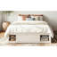 Lit plateforme antique grand blanc, 4 tiroirs sous les lits, lit fonctionnel pour petite chambre à coucher, rangement sans tête de lit, blanc, silencieux et confortable-130155575